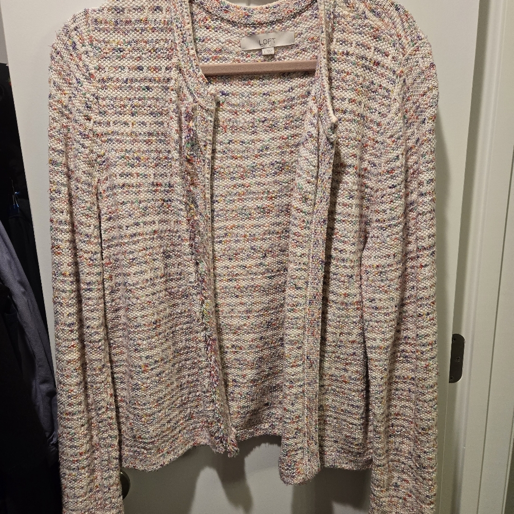 Colorful knit blazer cardigan fall tweed timeless